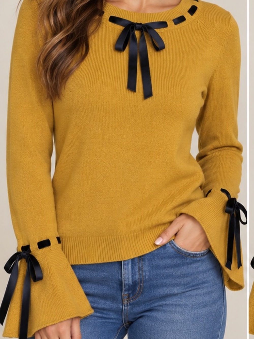 Ivanka Trump Ribbon-Trim Sweater